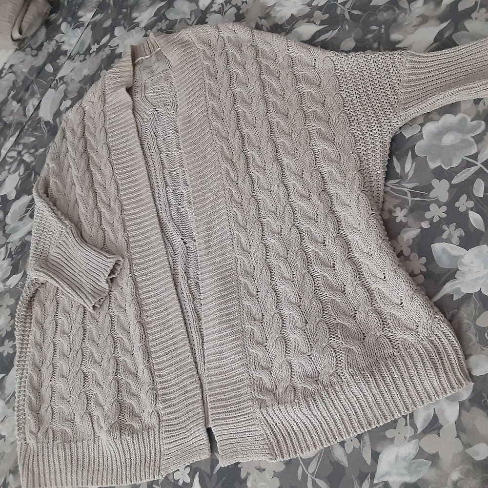 ZARA shawl collar cotton ribbed oversized knit cardigan 3/4/sleeve size M